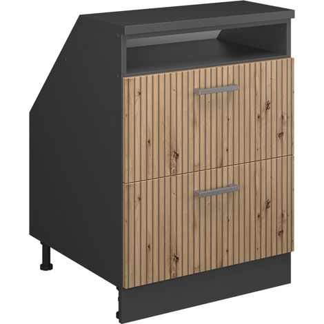 Küchenschrank für Dachschrägen R-Line, Artisan-Eiche, 60 cm mit 2 Schubladen, Schrankkorpus 60 cm Tiefe, Vicco (1/5)