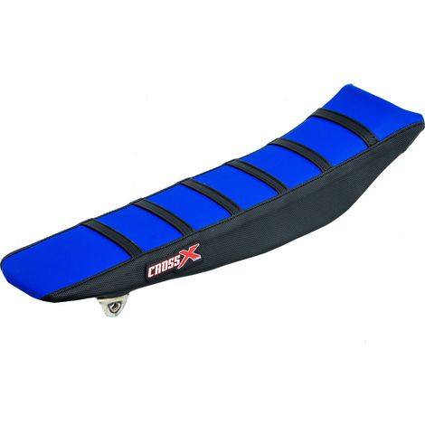 HOUSSE DE SELLE YAMAHA YZF 250-450 WRF 250-450 - TOP BLUE- SIDE BLACK-STRIPES BLACK + COUVRE CACHE RESERVOIR INCLUS