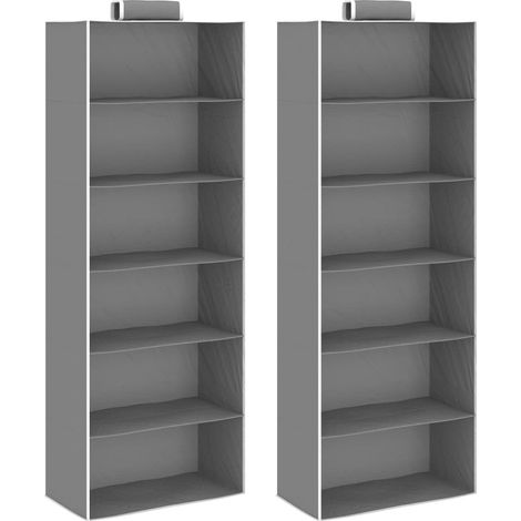 Lot de 2 Étagères de rangement suspendues Étagère Charge Lourde - Étagère de stockage 6 niveaux Tissu BV699599 - BonneVie