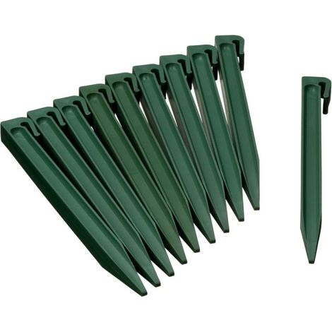 NATURE Sachet de 10 ancres pour bordure de jardin en polypropylene - H 26,7 x 1,9 x 1,8 cm - Vert (1/2)