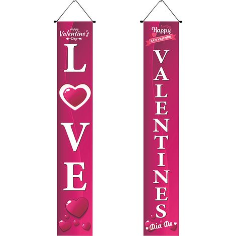 Bannière De Décoration - Polyester 100D - Pour Porte Fenêtre Balcon - 30 X 180 Cm - Valentine (1/5)
