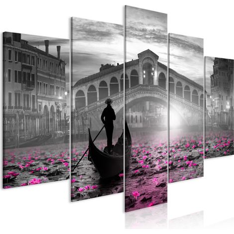Tableau Imprimé 5 Panneaux "Magic Venice Wide Grey" 50 x 100 cm (1/2)