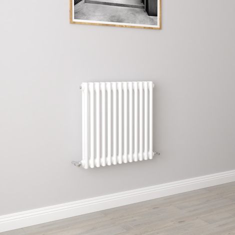 AICA Traditional Radiator Central Heating Cast Iron Style 2 Column Horizontal 600x605mm White
