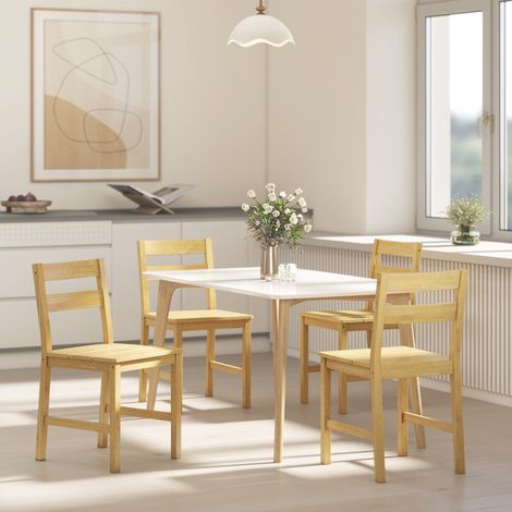 Lot de 2 chaises bambou pour salle à manger, dossier courbé et assise en lattes, finition bois clair naturel (1/5)