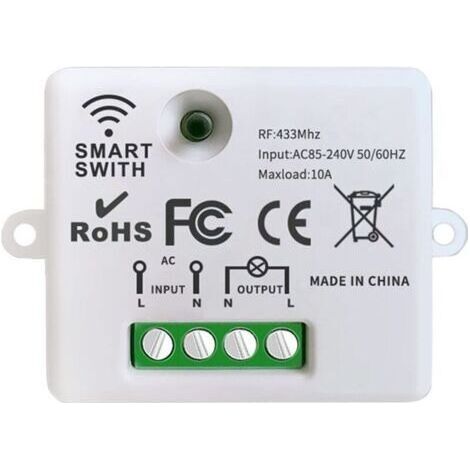 Wireless Light Switch, 10A Relay Receiver Controller, Easy Installation, for Lighting up to 1500W (1/4)