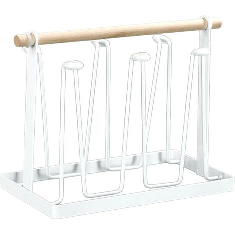 Égouttoir à tasses de cuisine, égouttoir à bouteilles d'eau avec poignée en bois, porte-tasses de table/comptoir de cuisine