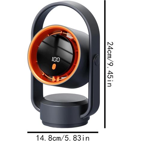 Mini-ventilateur portable–Silencieux, réglable à 180°, 3,5 m/s-Charge par USB-C–Avec affichage numérique–pour bureau, chambre, étude (1/4)