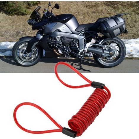 Cordon antivol PVC avec rappel pour disque de frein moto et vélo, fil d'alerte rouge (1/5)