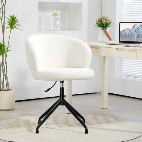 Chaise de bureau ergonomique siège pivotant hauteur réglable capacité 120 kg revêtement tissu bouclette blanc (1/5)