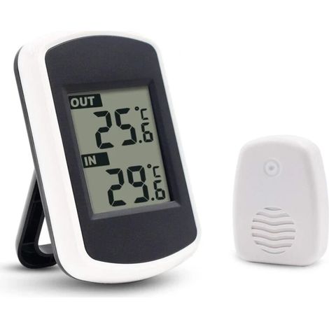 YMYNY LCD Digital Thermomètre sans fil pour intérieur ou extérieur, mini capteur de température ambiante, petit précise testeur de météo dans la maison chambre et bureau, blanc (1/4)