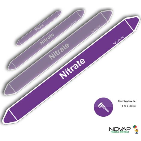 Planche de 2 marqueurs de tuyauterie 450 x 52 mm pour Ø 70 à 100 mm - Nitrate - 4709109