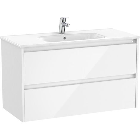 Pack Unik mueble de 2 cajones + lavabo TENET - ROCA Color: Blanco brillo - Medidas: 985x460x565 mm