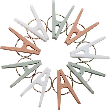 Lot de 50 pinces pour cintres, à pincement robuste, pour accrocher facilement vêtements et pantalons. Pinces en plastique multi-usages pour la maison, le bureau, les voyages et les loisirs créatifs. (1/5)