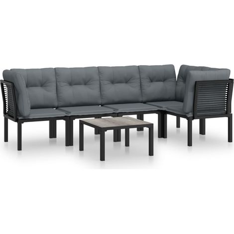 Maison Exclusive - 6-tlg. Garten-Lounge-Set Schwarz und Grau Poly