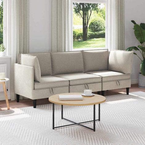vidaXL Wohnzimmergarnitur 3 pcs Hafer Stoff (1/5)