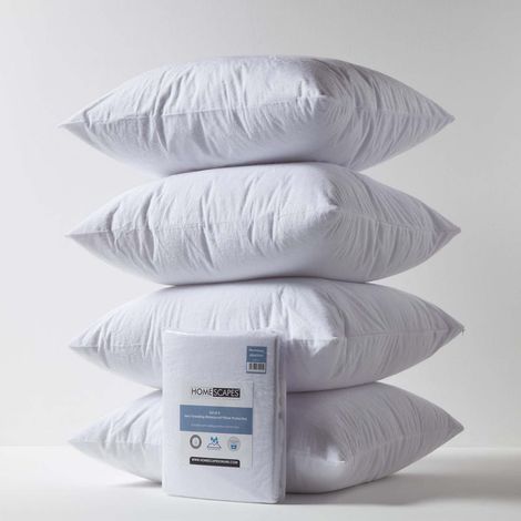 HOMESCAPES Terry Towelling Waterproof Pillow Protectors 65 x 65 cm, Pack of 4