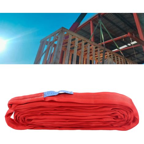 Élingue de levage flexible en polyester à double boucle rouge 5T 4M pour grue industrielle, corde de remorquage