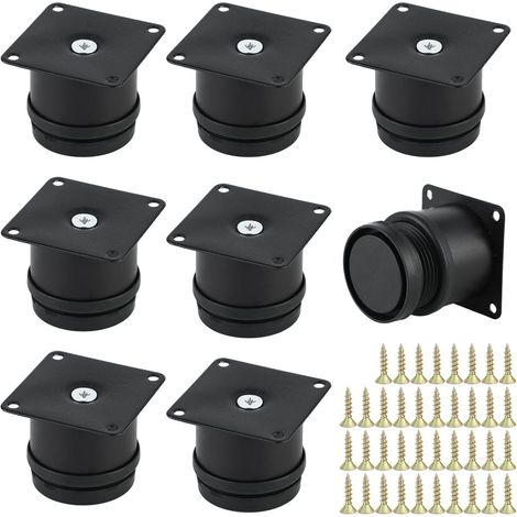 Pieds de Meubles Réglables 8 Pièces 5-6.5 cm – Pieds en Métal Noir avec Base Antidérapante, Capacité de Charge Totale Jusqu’à 200 kg (4 Pieds), pour Armoire, Canapé, Table et Meuble TV (1/5)