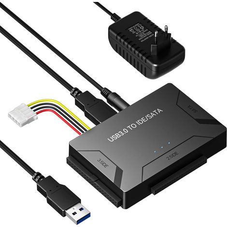 Adaptateur USB 3.0 SATA, adaptateur universel pour SSD/HDD 2,5"/3,5", compatible IDE/SATA, alimentation USB 12 V 2 A, câble pour Windows 10/8/7/XP/Vista, Mac OS et Linux (1/5)