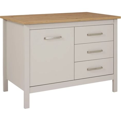 Tavolo Bar da Cucina Beige Rovere Isola con Anta Cassetti Soft Close (1/5)