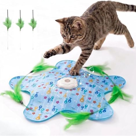 Jouet Interactif pour Chat,Jouet Chat avec Plumes,Jouet pour Chat Rechargeable et Silencieux,Jouet Automatique,Jeux pour Chat de Chasse avec Plumes (1/5)