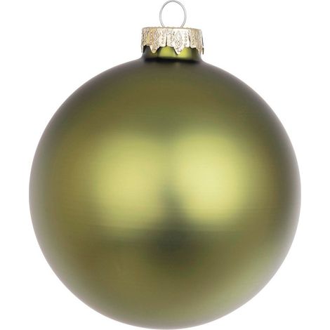 Sfere per albero di Natale in vetro, color Verde Mirto opaco, confezione da 6 palline, Ø 100 mm -4 sfere da 10 cm