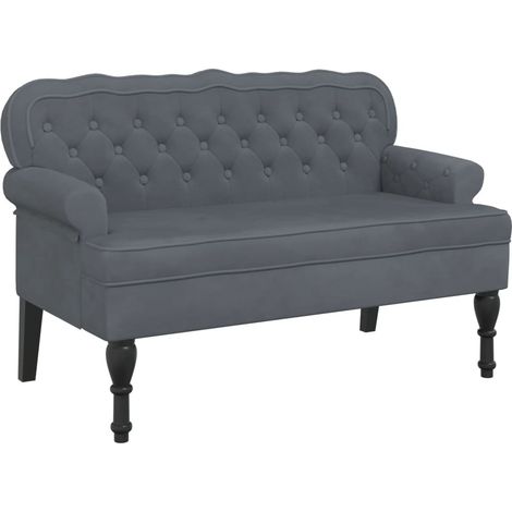 Panca per divano con schienale e braccioli imbottiti 119,5 x 64,5 x 75 cm in velluto grigio DEC024647