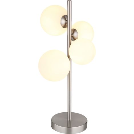Lampe de table LED Lampe d'appoint Lampe de chevet verre opalin Lampe de chambre à coucher Lampe de salon, métal, 4x G9 3,5W 350 lm LED blanc chaud, LxlxH 27x23x51 cm (1/5)