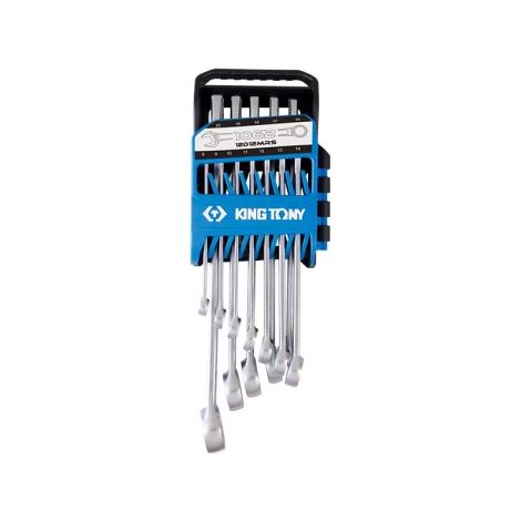 Jeu de 12 clés mixtes légères sur rack – Fourche renforcée inclinée à 15° – Œil incliné à 13° – Clés métriques 8-22mm – King Tony