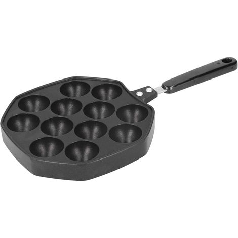 Appareil à takoyaki 12 trous en aluminium noir 34x18x2.5 cm boules de poulpe puffs aux œufs moule cuisson maison 1 pièce gaz céramique (1/5)