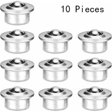 Lot de 10 roulettes pivotantes sur bille en acier au carbone – Capacité de rotation 360° – Fixation sans vis – Pour systèmes de transmission