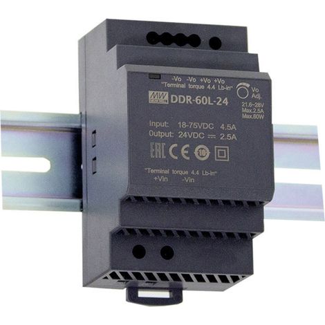 Mean Well DDR-60L-5 Hutschienen-DC/DC-Wandler (DIN-Rail)  5 V/DC 12 A 60 W Anzahl Ausgänge:1 x  Inha