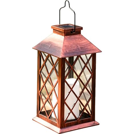 Lanterne solaire LED vacillante - Sans flamme - Déco jardin extérieure (1/5)