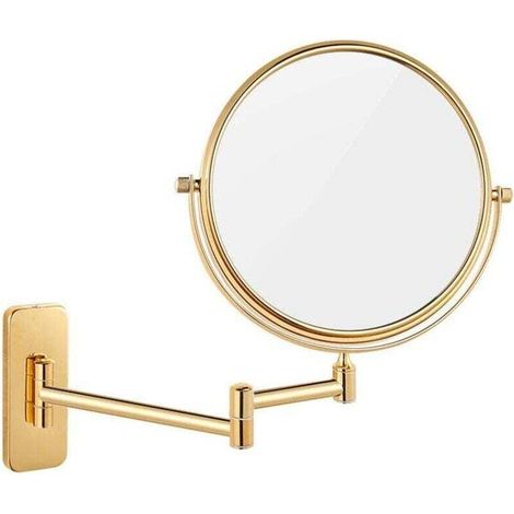 Enowelir Miroir Grossissant x10 Mural Rond Salle de Bain avec Bras Flexible Pivotant 360 Degrés et Double Face Diamètre 20 cm (1/4)