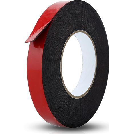 Schwarzes doppelseitiges Schaumstoffklebeband – Größe: 20 mm x 30 m – Montageklebeband, Hochleistungsklebeband, extra starkes und langlebiges Klebeband (1/5)
