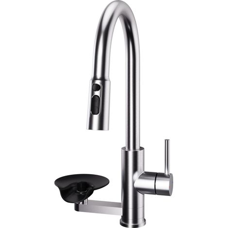 Robinet Cuisine 304 Inox Extractible, Mitigeur Évier Double Fonction Eau Froide/Chaude avec Douchette Lavage Tasses -Alovez-WCY