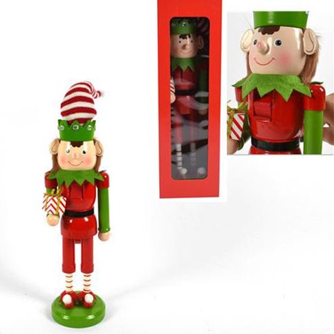 Giullare elfo gnomo schiaccianoci soldatino in legno cm38 decorazione di natale idea regalo addobbi vetrine negozio (1/5)