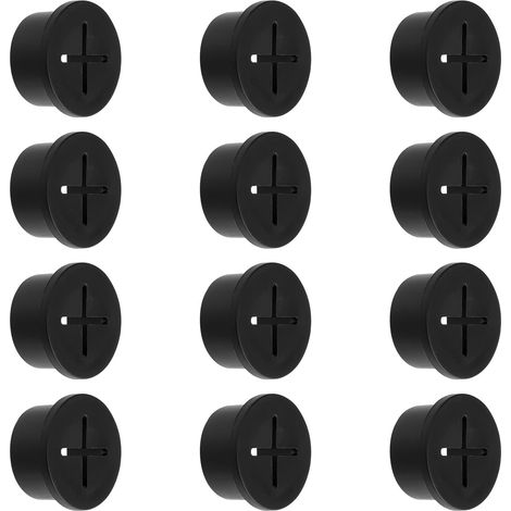 12pcs 20mm Couvercle de Filetage de Câble, Passage de Cable Bureau en Caoutchouc Organisateur de Câbles Style Creux en Croix Supports de Fil pour Bureau Maison École (Noir) (1/5)
