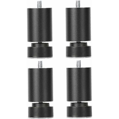 Pieds métalliques robustes réglables à filetage M10, compatibles avec les canapés, les lits, les tables et les armoires, lot de 4, noirs, 6 cm. (1/5)