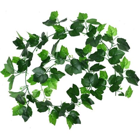 Plantes artificielles en rotin, réalistes, à suspendre, avec feuilles vertes, pour la maison, le jardin et la cour (lot de 2) - 76 pièces de feuilles de vigne en fil de fer (1/5)