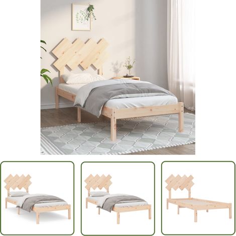 The Living Store Cadre de lit sans matelas 90x200 cm bois massif - Cadre De Lit - Lit Double - Lit En Bois - Meuble Chambre - Literie (1/5)