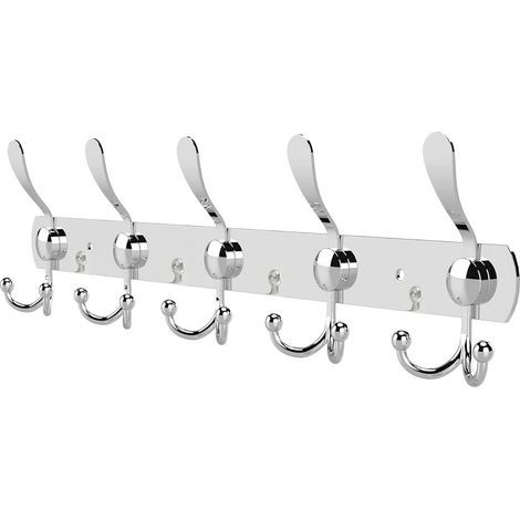 Gancio da parete a cinque ganci in acciaio inox, ideale per appendere asciugamani, cappotti, cappelli e altri indumenti alle porte. (1/5)