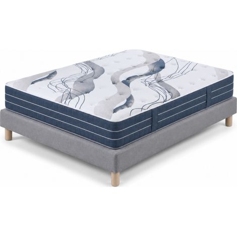 Matelas Alitea Luxury BLUE BASE + Sommier HERCULE + pieds 160x200 - Double Sommier Ressorts (1/5)