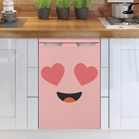 Sticker réfrigérateur et lave vaisselle, smiley rose amoureux affection déco, 75 cm X 49 cm (1/3)