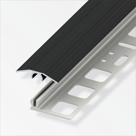 alfer Übergangs-Profil 2 m, 25 x 7 mm Aluminium eloxiert gebürstet schwarz Übergangsprofil (1/2)