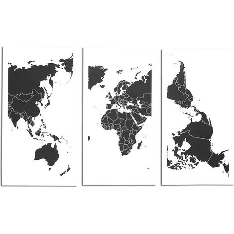 Ensemble de 3 tableaux à l'huile en noir et blanc sur toile, représentant une carte, idéal pour la décoration murale de votre chambre ou salon. (1/5)