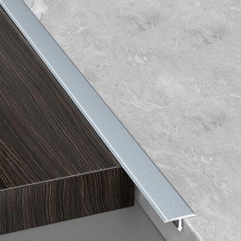 Lot de 3 profilés de transition de sol en aluminium gris TMolding, largeur 1,5 cm, protection de bord sans joint, étanches, pour cuisine et salle de bain (1/5)