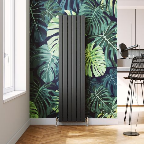 ELEGANT Vertical Radiator Double Flat Panel Anthracite 1800x456mm with Chrome Thermostatic Radiator Valves (1/5)