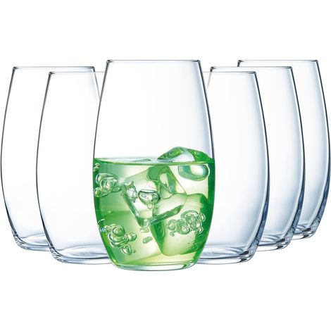 6 gobelets 40 cL en Cristallin - Moderne et élégant verre à eau et à soda - Résistance hors norme - Transparence absolue Q6356 (1/5)