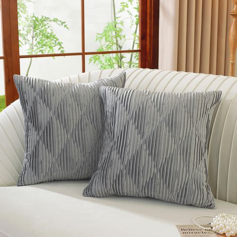 Federe Cuscini Moderni Set 2 Pezzi 45x45 cm Grigie (1/4)
